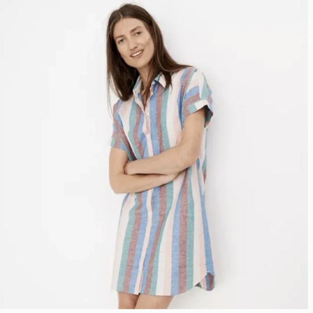 Madewell Flagstaff Stripe Linen Shirtdress